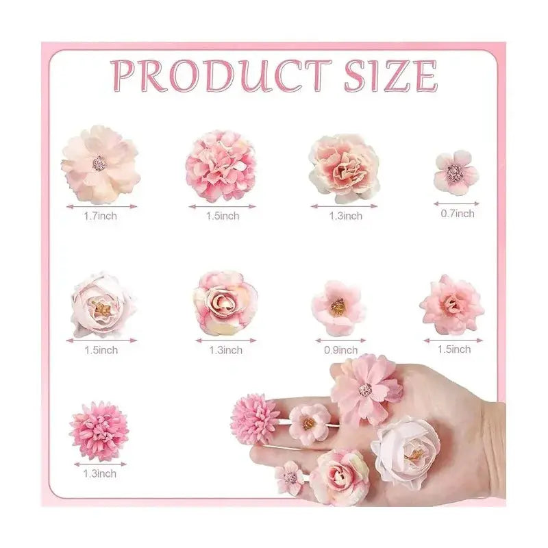 Artificial flower heads set, 20/50pcs, pink silk roses and daisies for craft and decor by Simples Market