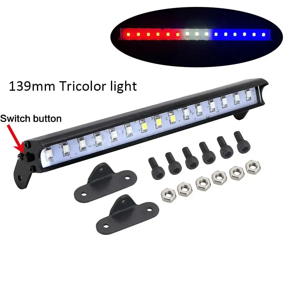 RC Car Roof LED Light Bar 53 to 149 mm Adjustable for One Tenth and One Eighth Scale Crawlers Fits TRX4 And SCX10