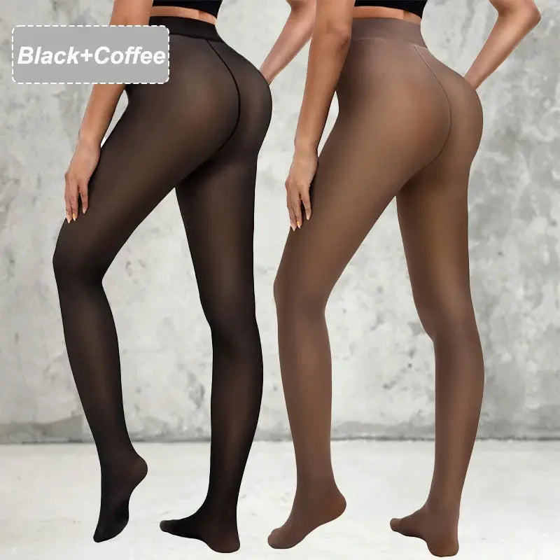 LuxeLoom Womens Fleece-Lined Seamless Leggings 2 Pack With Butterfly Leopard Jacquard Design
