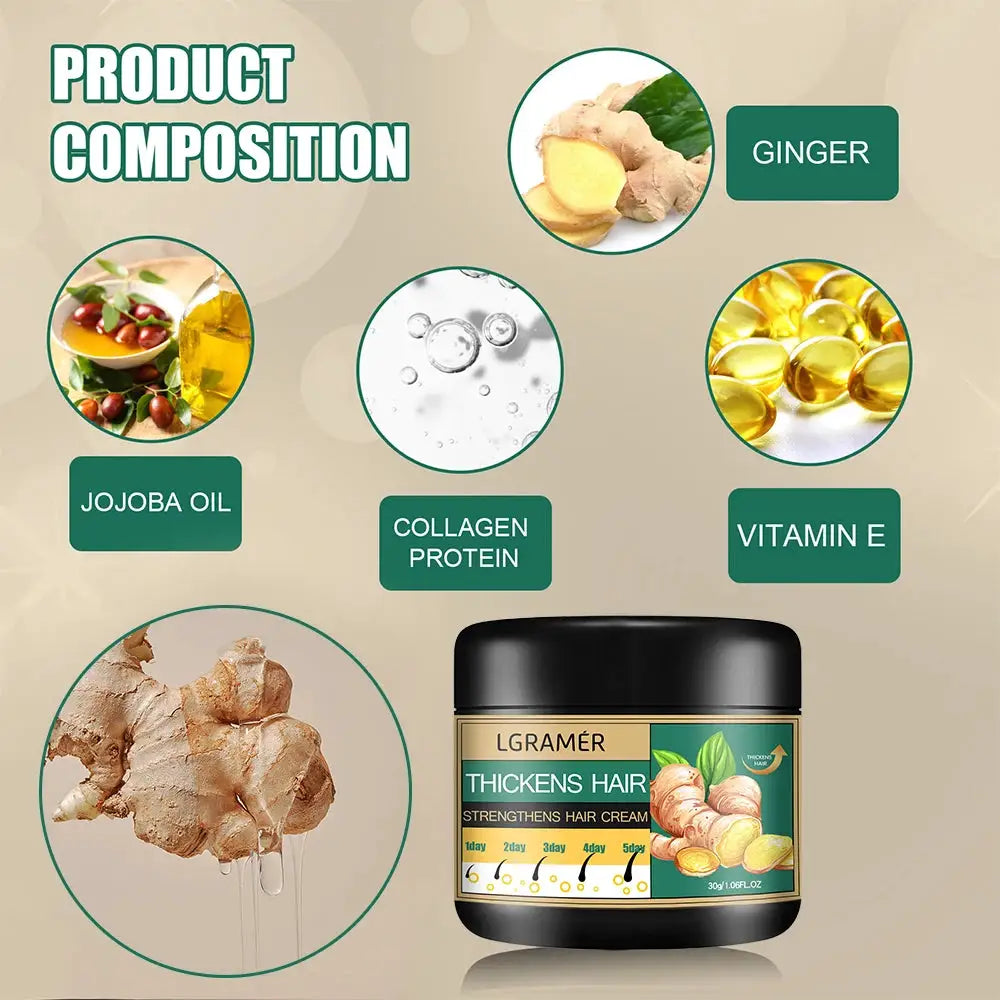 Ginger Hair Cream Deep Cleansing for Hair Growth and Scalp Health Stimulates Follicles and Relieves Hair Loss