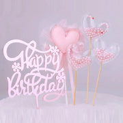 Restards Rose Gold Happy Birthday Cake Topper Cupcake Toppers With Pink Pearl Heart Decorations For Girls Princess Party