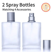 Two 50ml Frosted Glass Empty Spray Bottles With Four Perfume Dispensers Perfume Atomizers Set