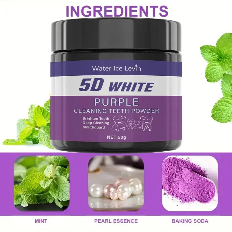 Purple Tooth Cleaning Powder Sulfate Free Deep Cleaning And Polishing Whitens Teeth In 5 Days Portable For Travel