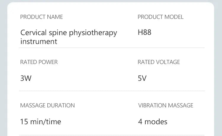 Vibration neck massager with red light, Simples Market H88 cervical physiotherapy device, 3W 5V, 15 min, 4 modes.