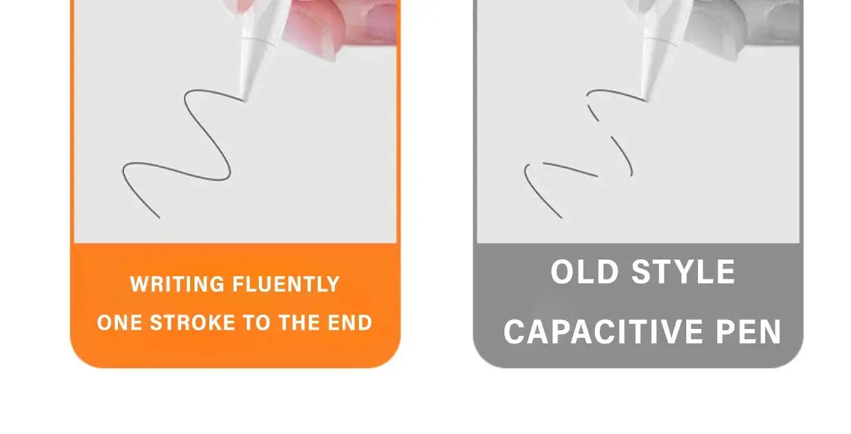 Universal stylus pen by Simples Market for tablets and phones; white pen shown with orange new-style and gray old-style panels.
