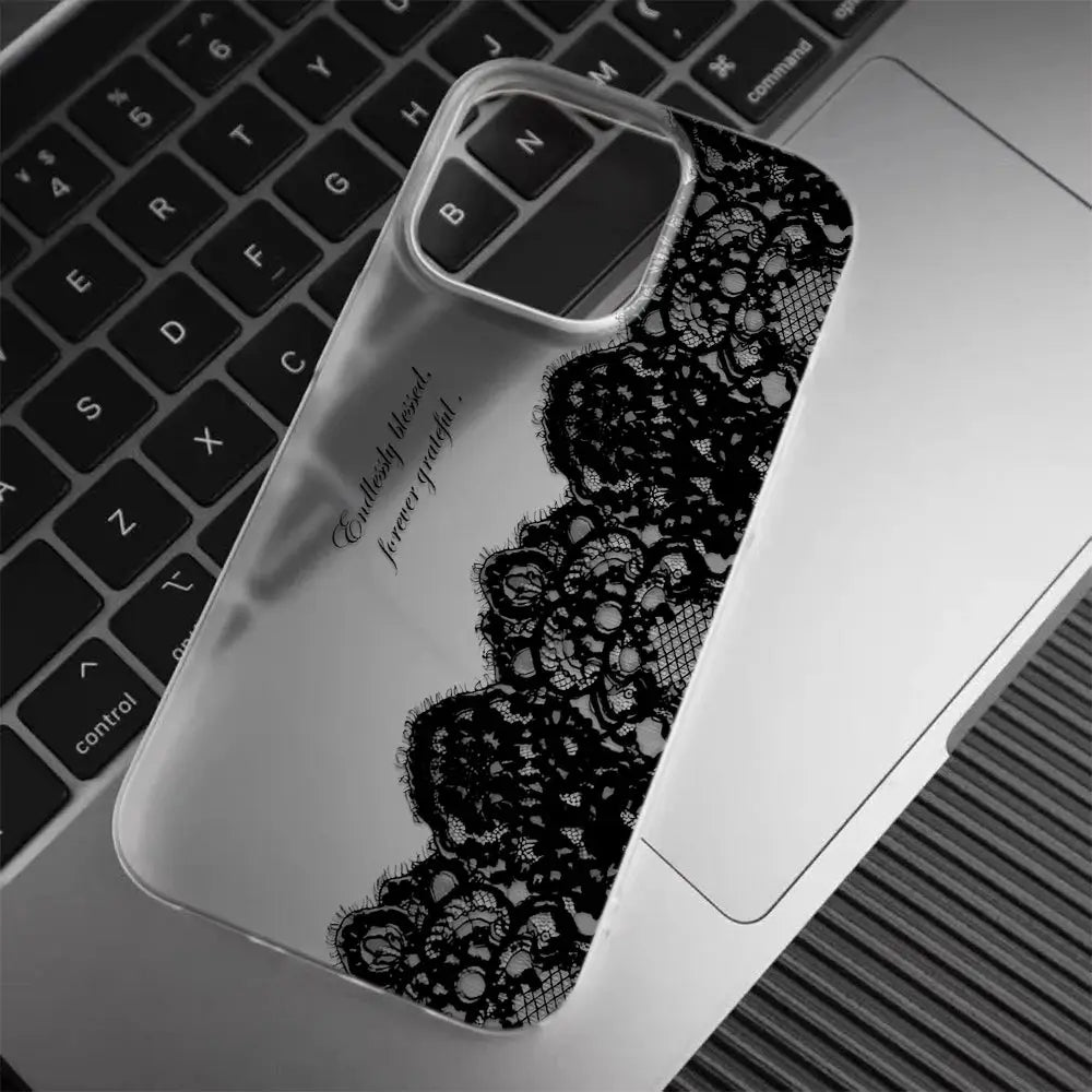 LaceGuard Black Lace Phone Case Shockproof Clear Protection for iPhone 11 to 17 Pro Max