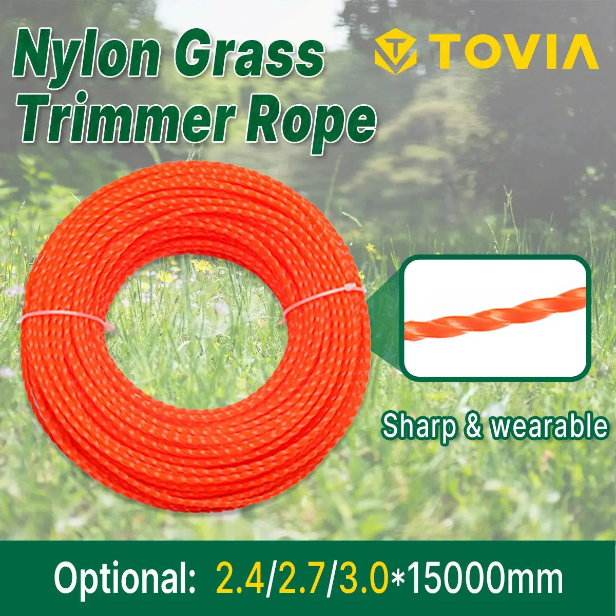 15 Meter Nylon Trimmer Line In 2.4mm 2.7mm Or 3mm Diameters For Grass Trimming Brush Cutter Strimmer Lawn Mower Accessory