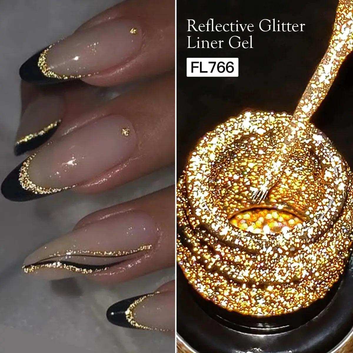 Four Lily Reflective Glitter Liner Nail Gel Polish 5ml Gold Silver Red Shine For UV LED Lamps