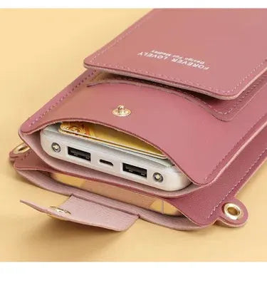 Simples Market pink soft leather crossbody wallet bag for women with front flap