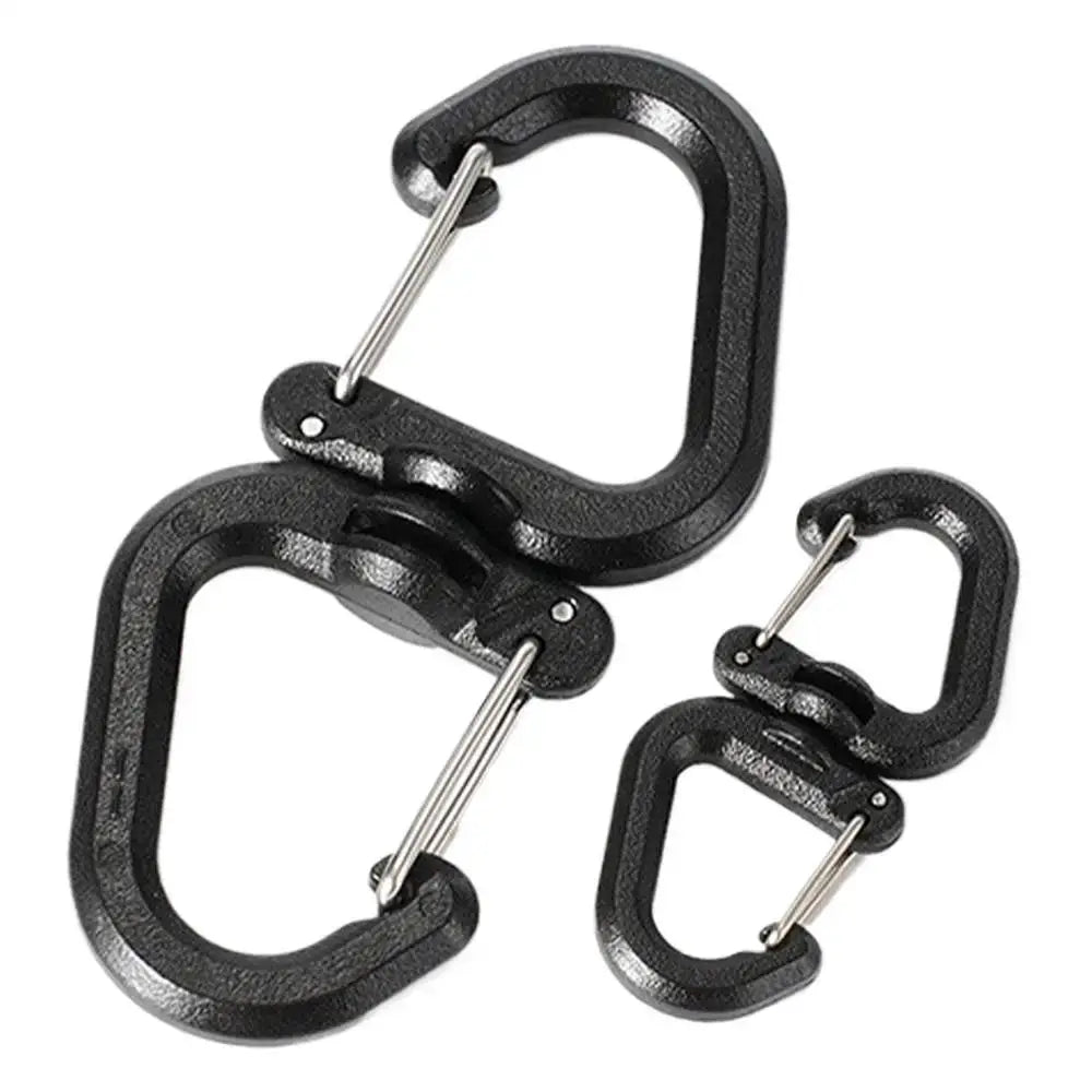 Simples Market black double-clip carabiner set with 360° swivel locking hooks, 3-pack