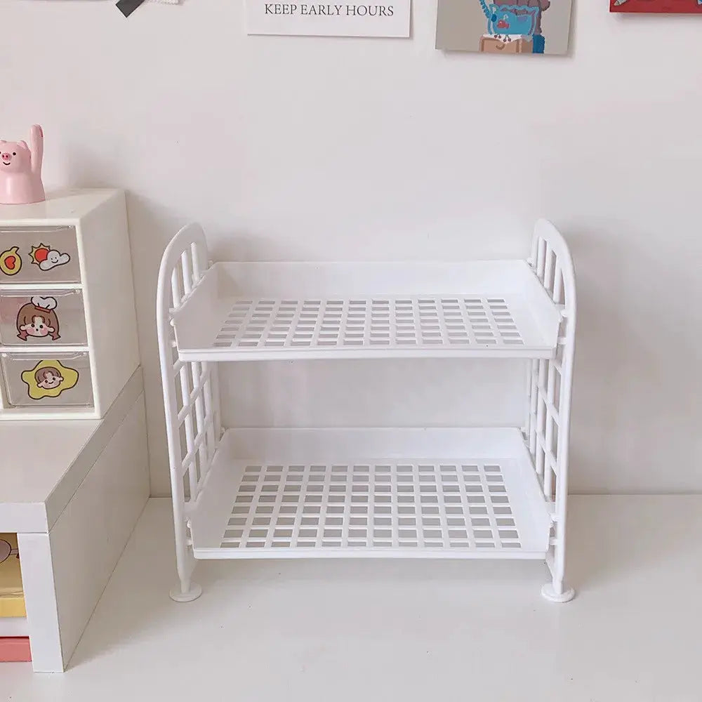 Desktop Stationery Rack and Makeup Organizer Combines Multi Function Plastic Desk Shelf Storage for Office Dorm Vanity