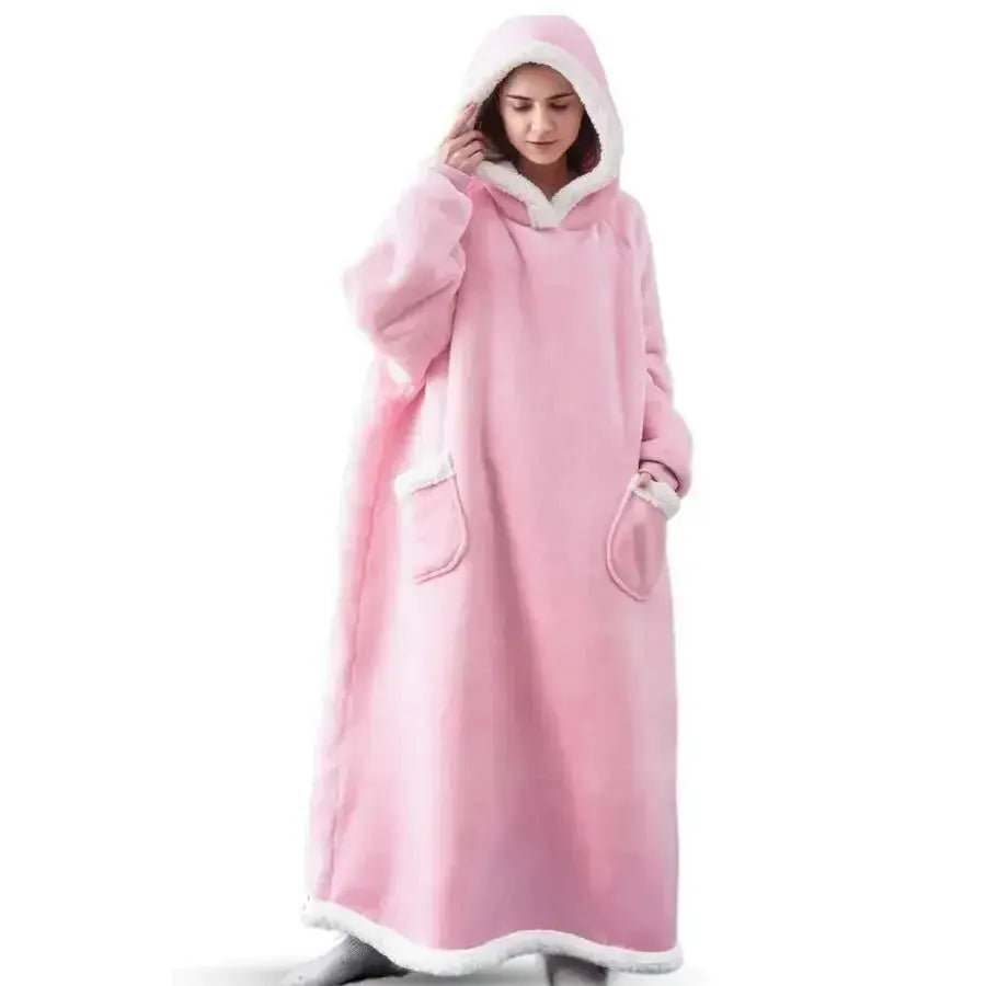 CozyCloud Super Long Wearable Fleece Blanket Hoodie 150cm For Women And Men Cold Proof Winter Comfort
