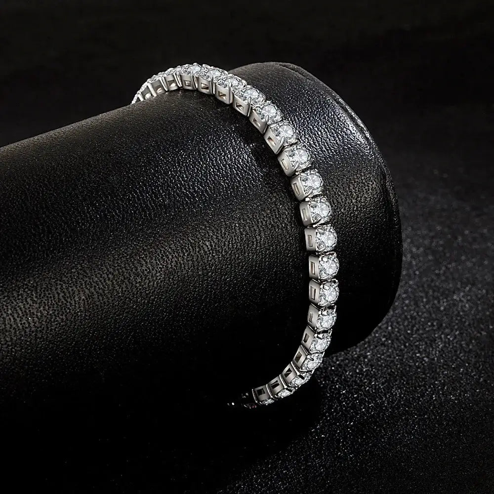 Lihong S925 Sterling Silver Bracelet Zirconia Tennis Ball Charm Women 4mm 16-20cm Engagement Wedding Jewelry