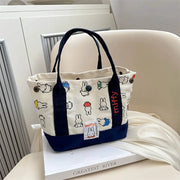 Kawaii Miffy Cute Handbag Cartoon Rabbit Canvas Embroidery Bag Multifunctional Bento Storage For Girls