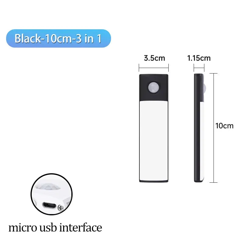 LumaLux USB Rechargeable Motion Sensor LED Cabinet Light With Three Color Temperatures Auto On Motion Activation