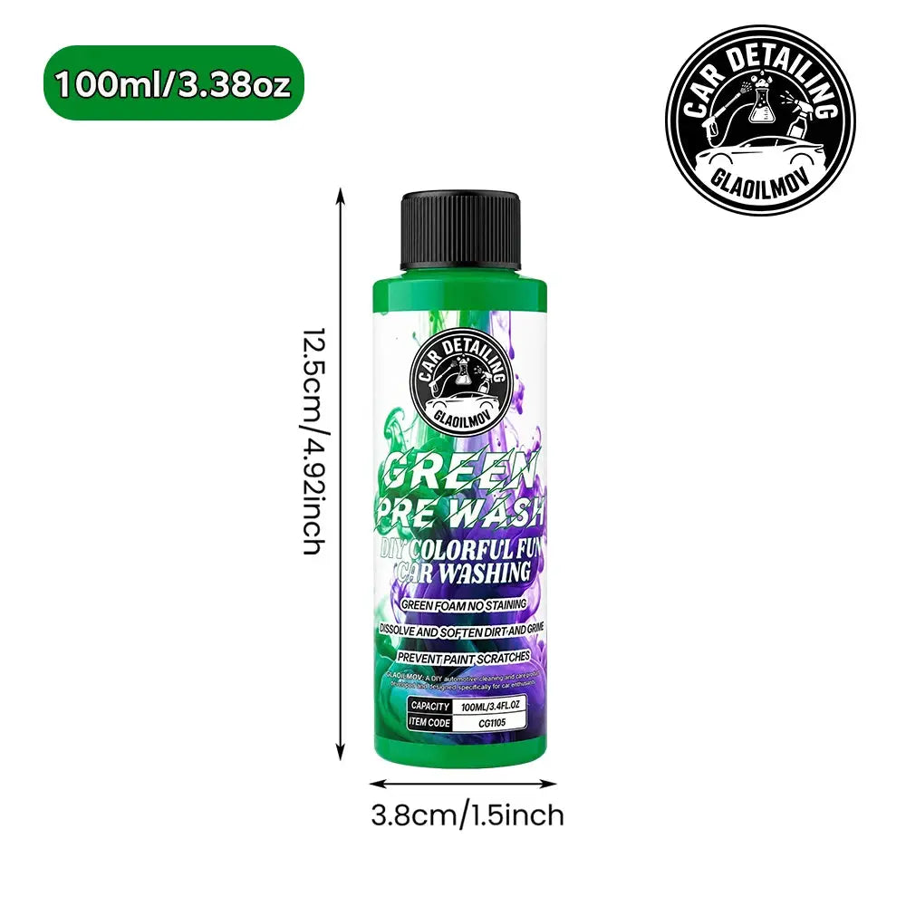 Green bottle colored car pre-wash solution, high-concentration foam car wash shampoo by Simples Market, 100ml