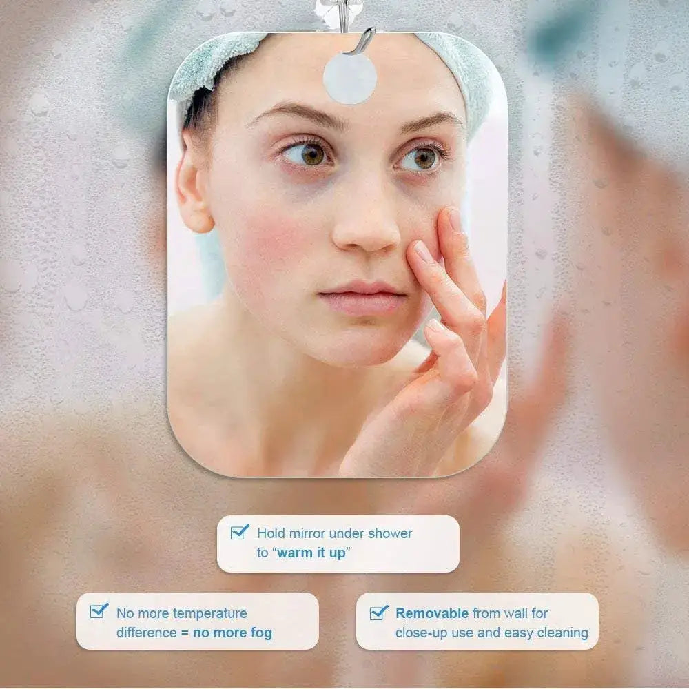 Simples Market fogless acrylic shower mirror for shaving and makeup; travel-friendly bathroom accessory