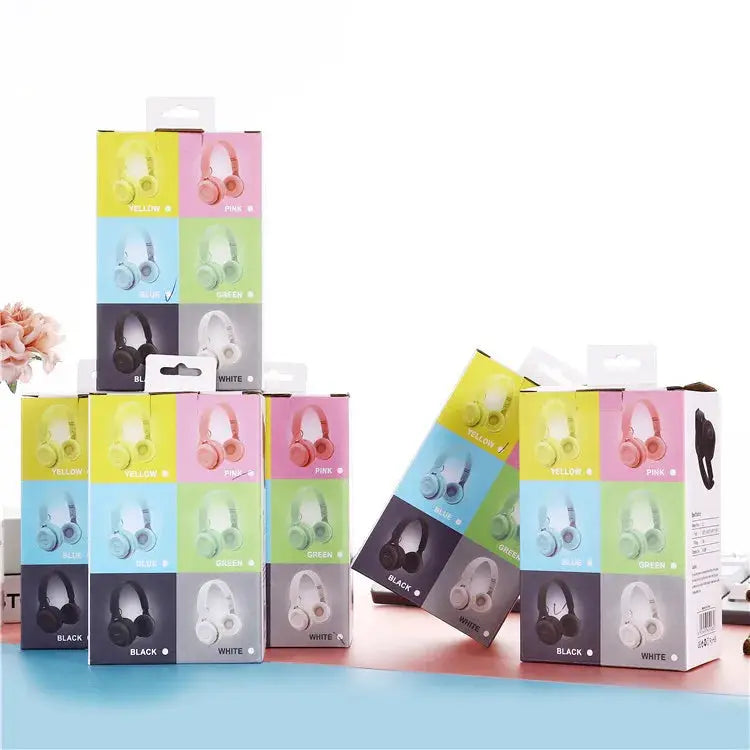 Y08 wireless Bluetooth headphones, macaron headset with mic, pastel color boxed packaging set from Simples Market