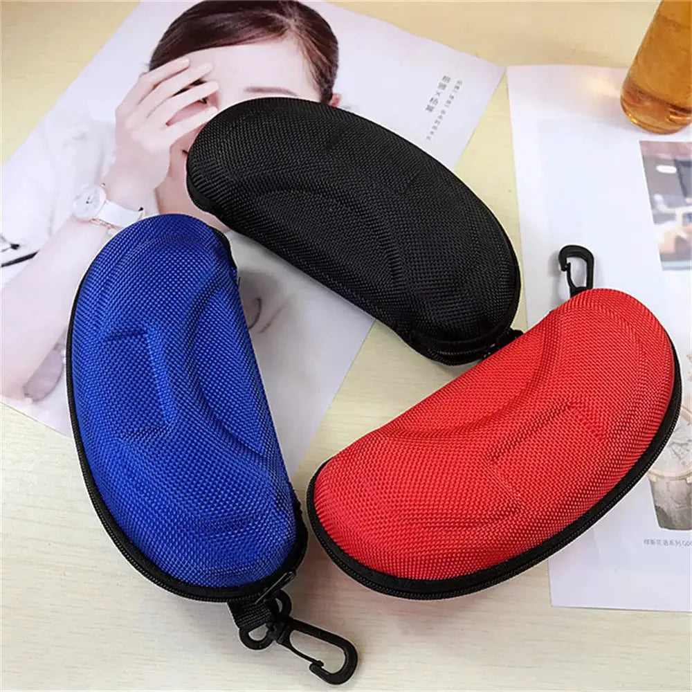 VisionGuard Hard Shell Glasses Case With Lanyard Zipper Closure Portable Protective Eyewear Storage