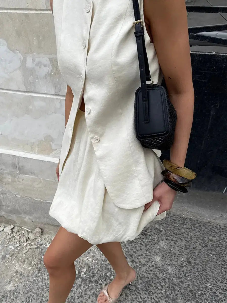 Bornladies Cotton Chic Vest Mini Skirt Set Women Tank Top Summer