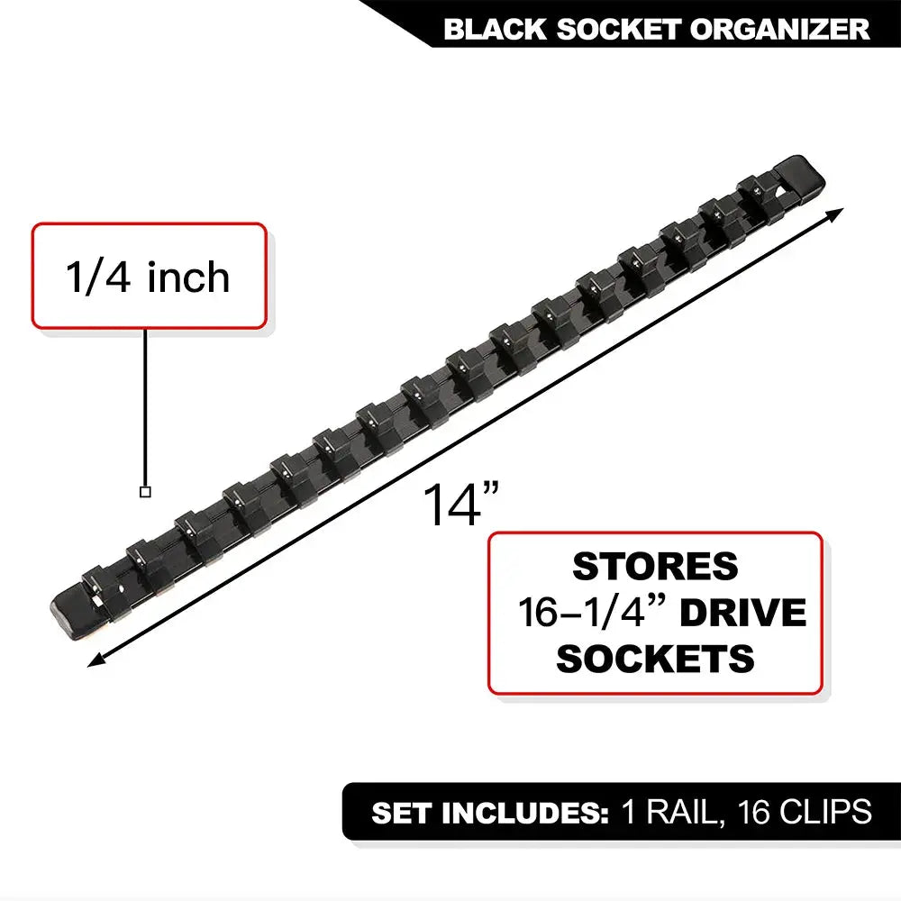 Durable Plastic Socket Organizer Rail Bracket For Quarter Inch Three Eighths And Half Inch Wrenches