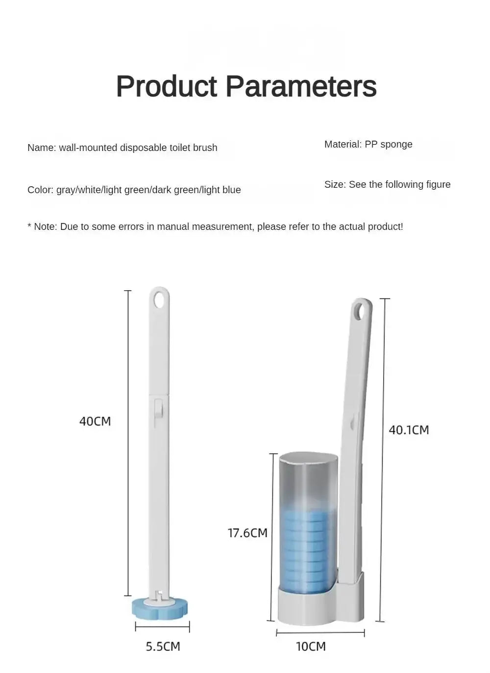 EcoClean Disposable Wall Mounted Toilet Brush With Hygienic Fast Dry Hollow Design Odor Prevention