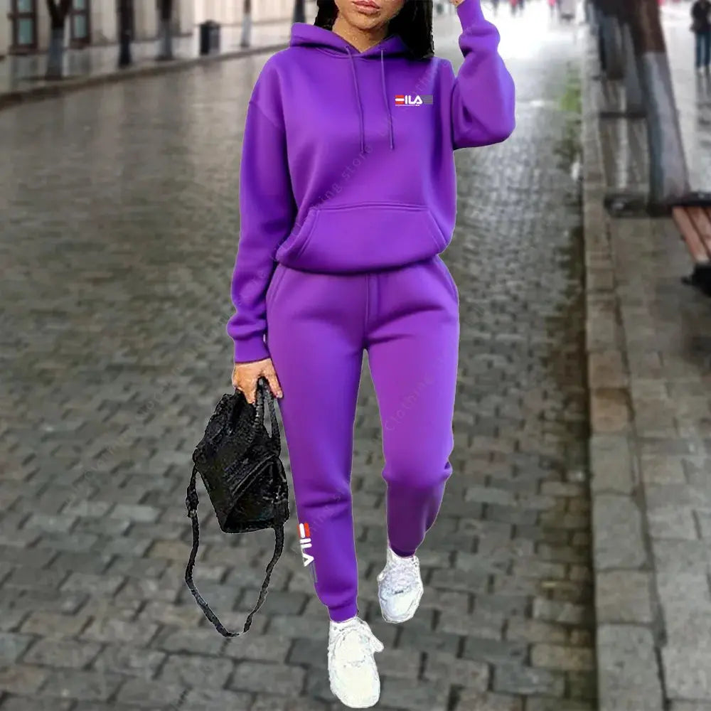 NovaFlex Womens Winter Fleece Tracksuit Two Piece Hoodie And Trousers Set Warmth And Stretchy Comfort For Streetwear