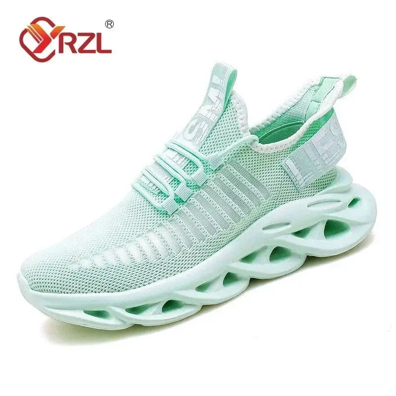 XRZL sneakers mint green knit upper unisex running shoes with hollow midsole