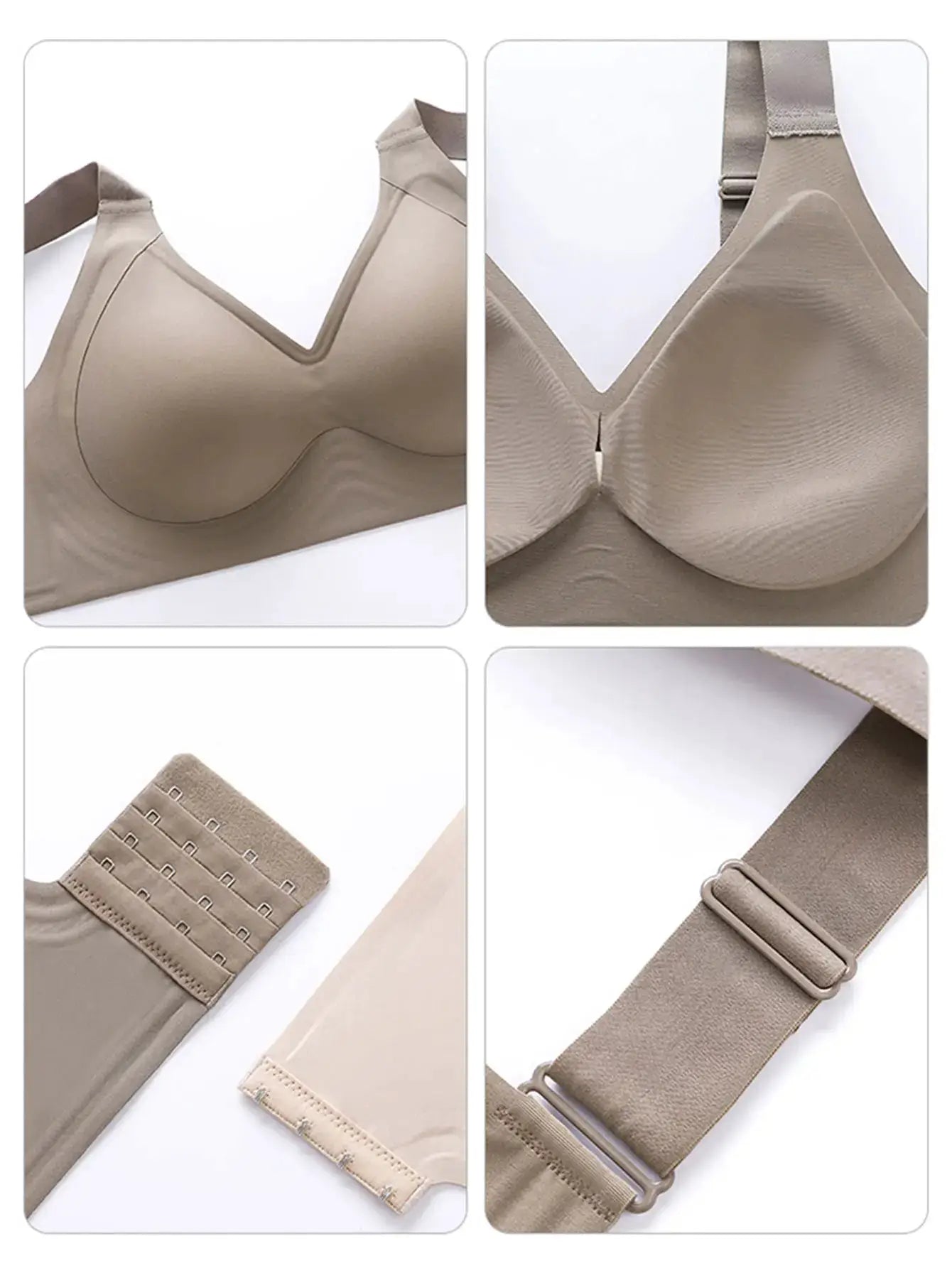 Sleeping bra by Simples Market, nude plus-size 6XL with wireless seamless cups and adjustable straps.