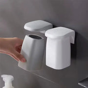 Magnetic mouthwash cup wall-mounted toothbrush rack set, white minimalist Japanese style by Simples Market