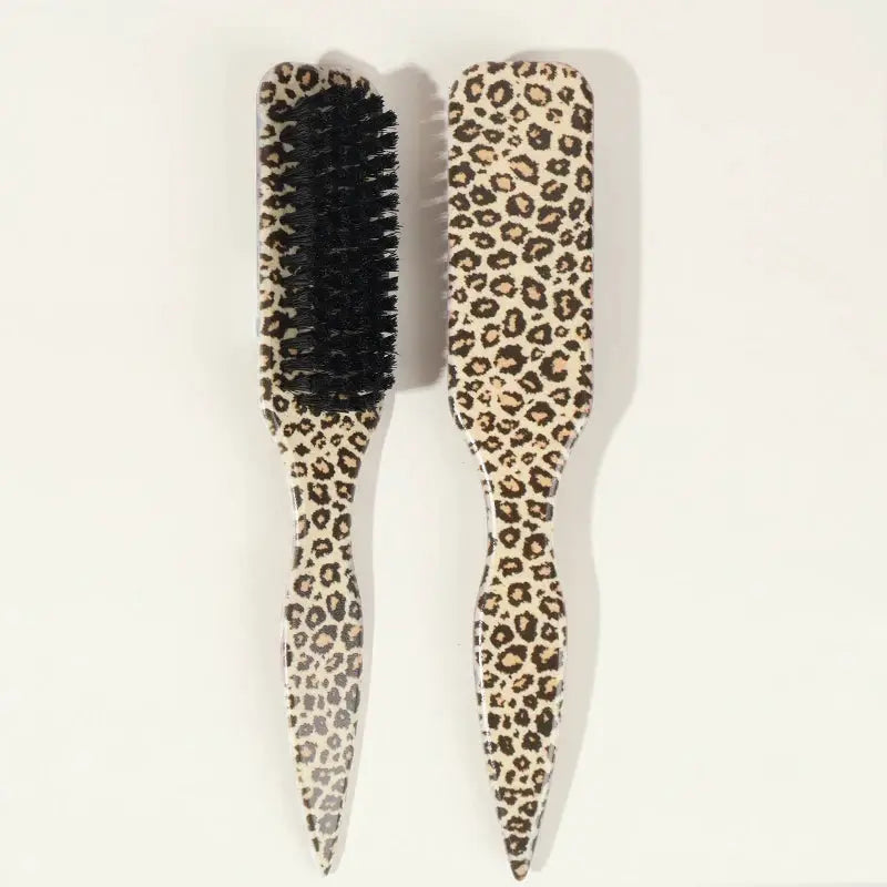 Bristle Slick Back Hair Brush set in leopard print by Simples Market - two brushes for sleek ponytails and smoothing.