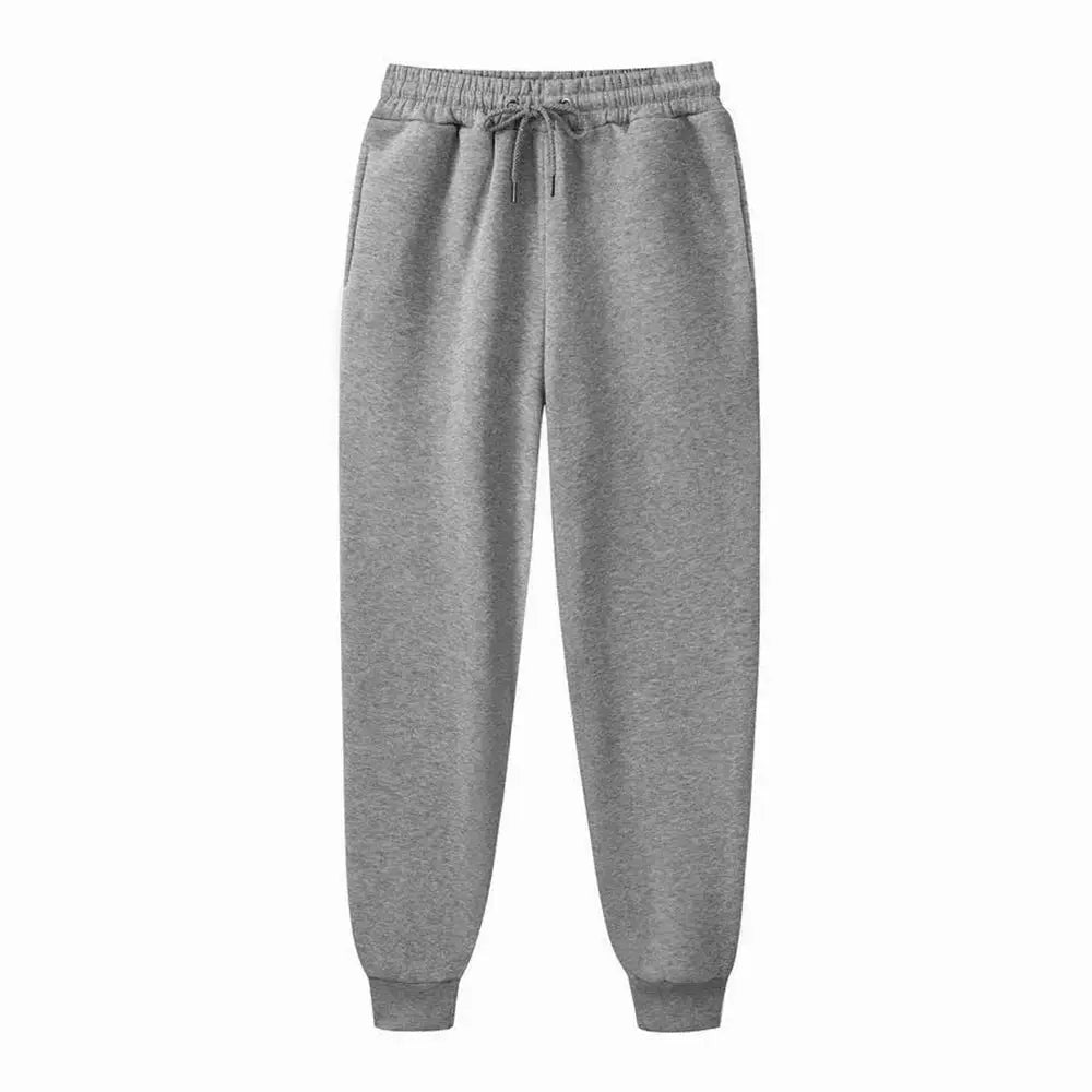 Men's fleece sweatpants by Simples Market, gray jogger-style with drawstring and cuffed ankles.