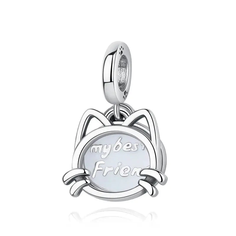 925 Sterling Silver Paw Print Charm Beads for Dogs and Cats Jewelry Pendant Fit for Bracelets Necklaces DIY Projects