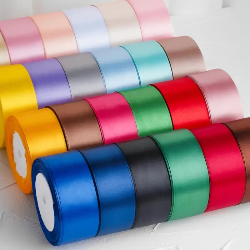 22 Meters Satin Ribbon Assorted Colors 6mm Wide 100 Percent Polyester Gift Wrap Craft Bow