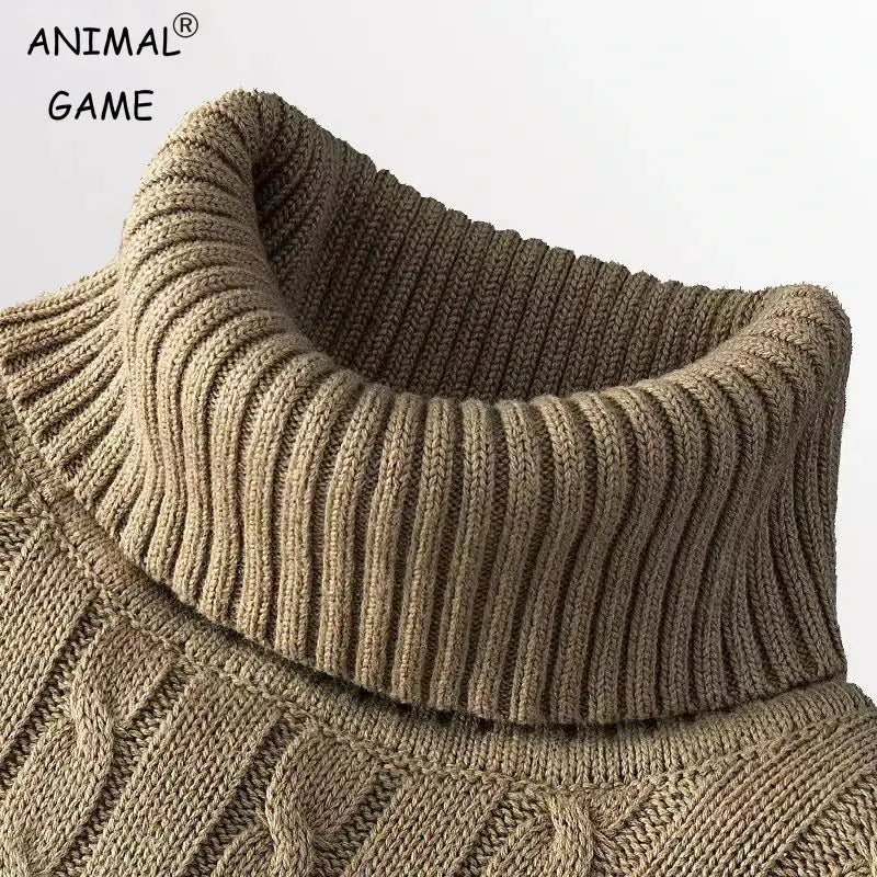 Men's Turtleneck Sweater Rollneck Knitted Jumper Casual Warm Winter Polyester Acrylic Blend