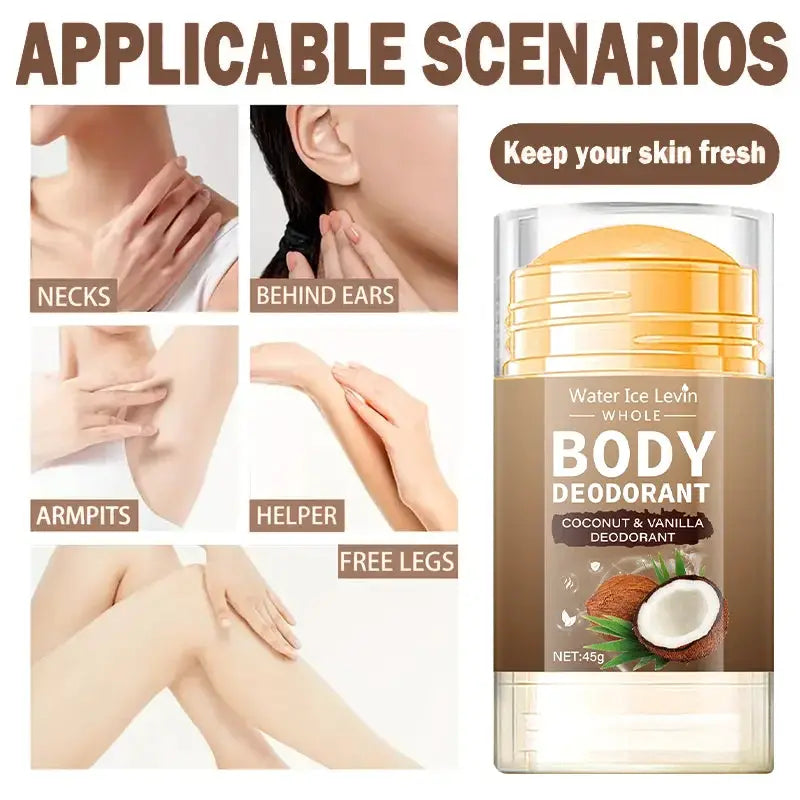 Coconut Body Deodorant Stick by Simples Market; coconut & vanilla, for whole body and intimate areas, travel essential
