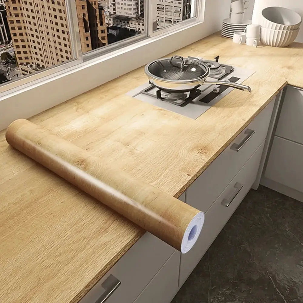 NovaDecor Wood Grain Vinyl Wallpaper Roll Waterproof Self Adhesive For Easy Furniture And Cabinet Updates