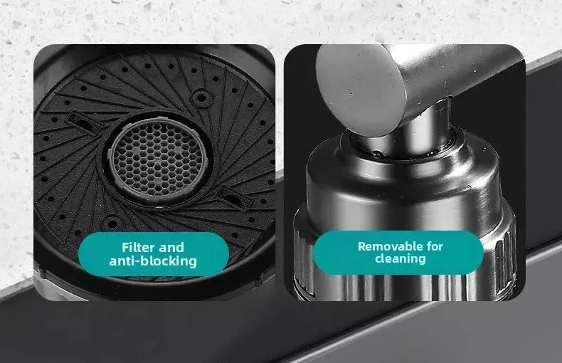 Simples Market stainless steel 4-mode wall-mounted kitchen faucet with 360° rotation and removable for cleaning