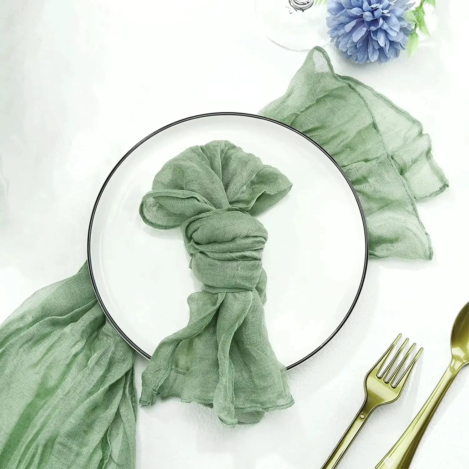 Semi Sheer Sage Gauze Table Runner Cheesecloth For Weddings Parties Christmas Banquets Vintage Table Decor