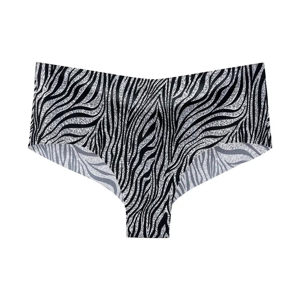 BANNIROU seamless zebra print women's briefs, mid-rise panties in ice silk fabric by Simples Market