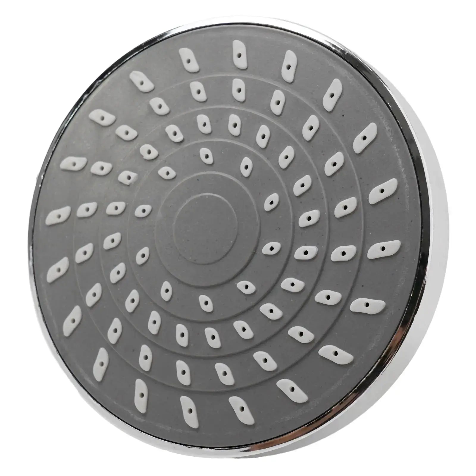 Adjustable rainfall shower head by Simples Market, wall-mounted, gray face with white nozzles