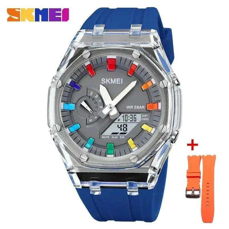SKMEI 2100 Digital Sports Watch Waterproof Countdown Stopwatch LED Light Dual Time Alarms