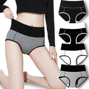 Simples Market Plus Size 4Pcs Cotton High-Waist Body Shaper Panties; women's underwear set in black, gray, white