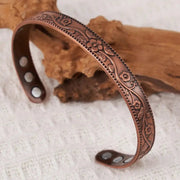 Magnetic Cuff Bracelet Vintage Flower Design Set Unisex Adjustable Zinc Alloy Antique Copper Plated - Simples Market