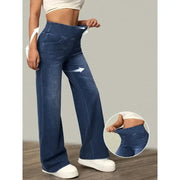 Women's Jeans Elastic Waist High Stretch Straight Leg Comfortable