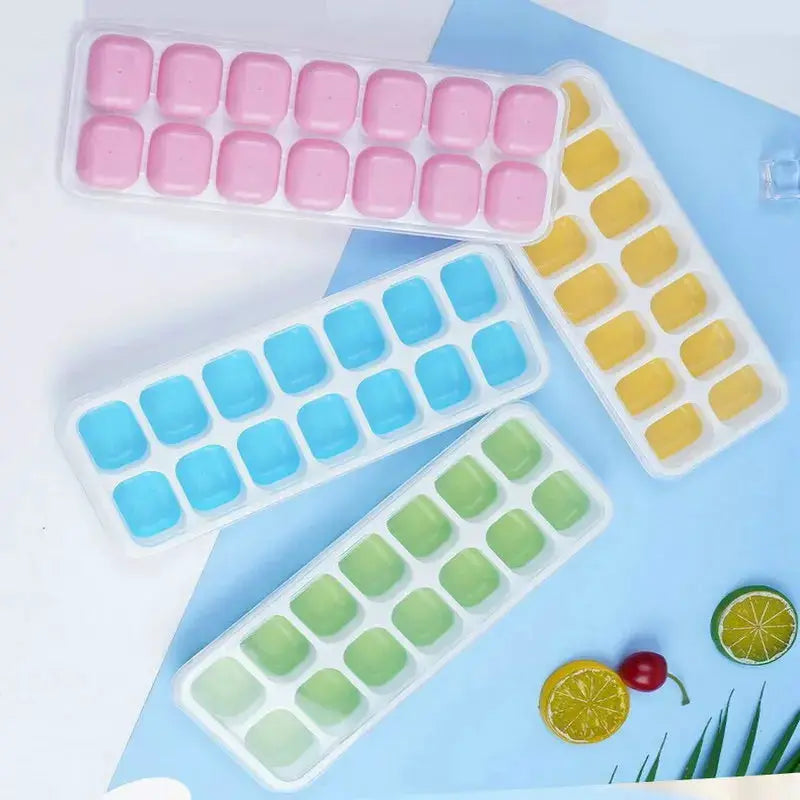 Silicone Ice Cube Tray With Lid 14 Cube Square Easy Release Molds For Cocktails Bar Kitchen
