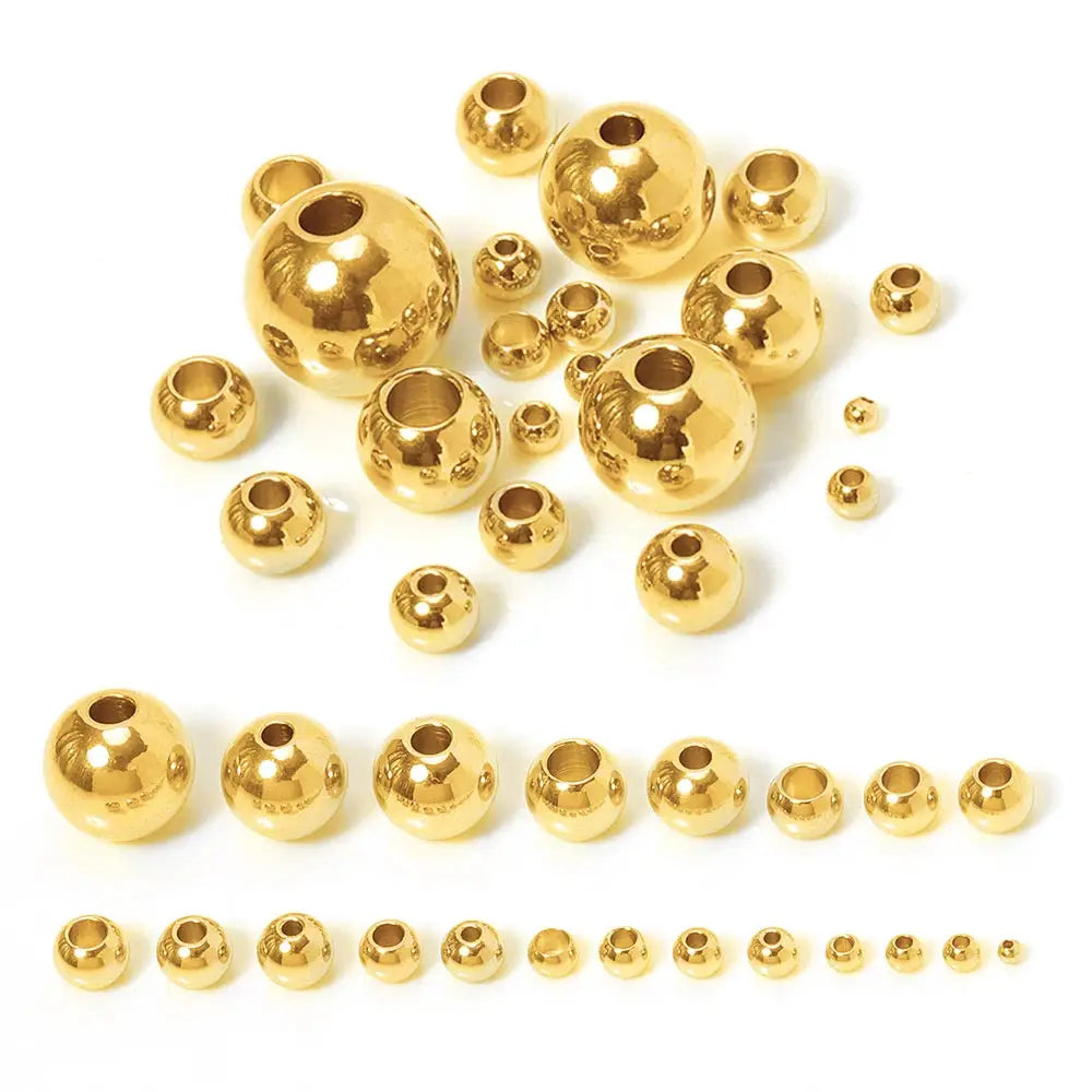 100 Pcs Gold Color Stainless Steel Spacer Beads for DIY Bracelets and Necklaces Jewelry