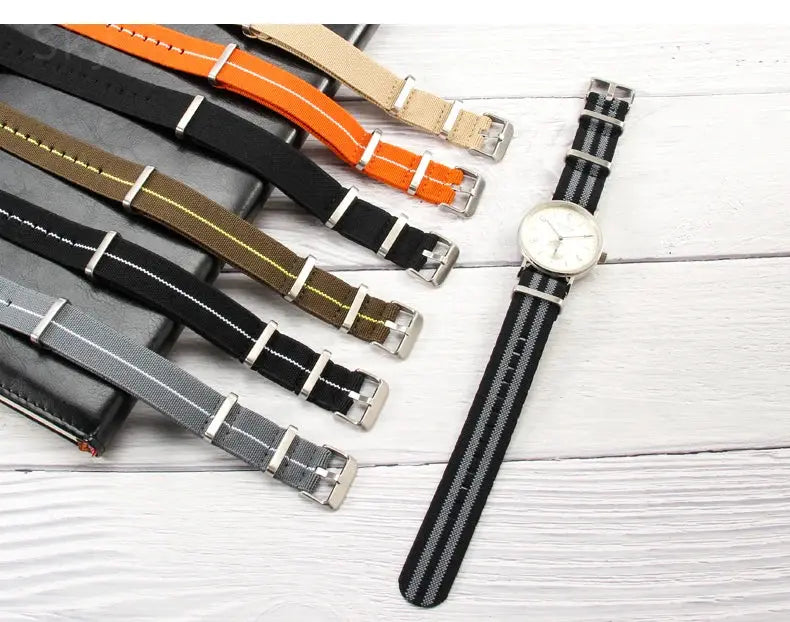 60's French Army Watch Strap for Nylon Watchband for Rolex Seiko Tudor Rolex Black Green Water Ghost Omega Woven Watch Band