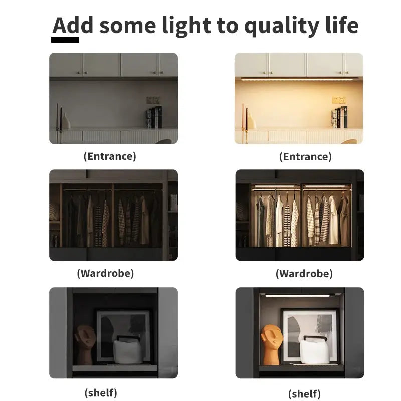 LumaLux USB Rechargeable Motion Sensor LED Cabinet Light With Three Color Temperatures Auto On Motion Activation