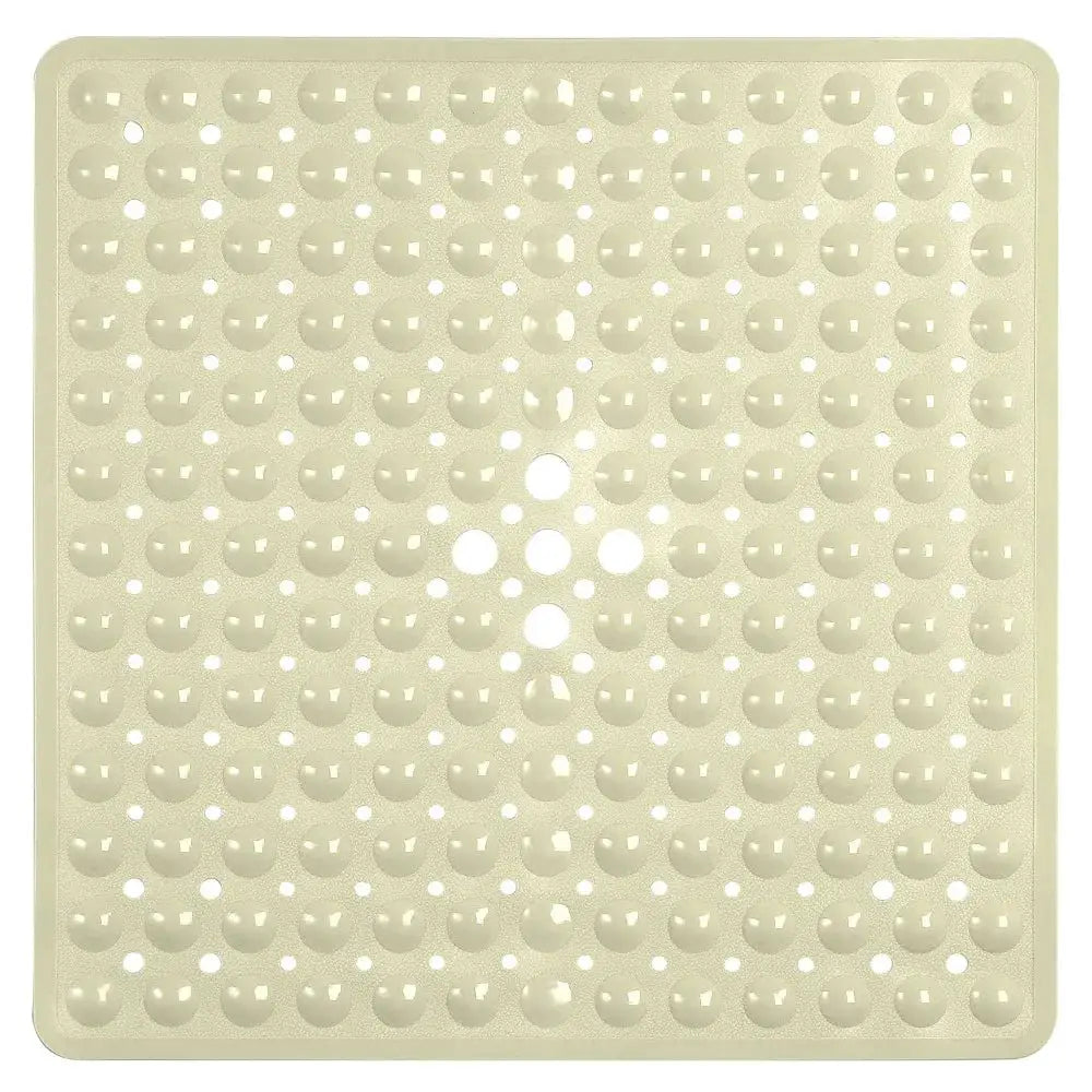 Shower mat by Simples Market, 53x53cm PVC anti-slip square bath mat with suction cups, beige.